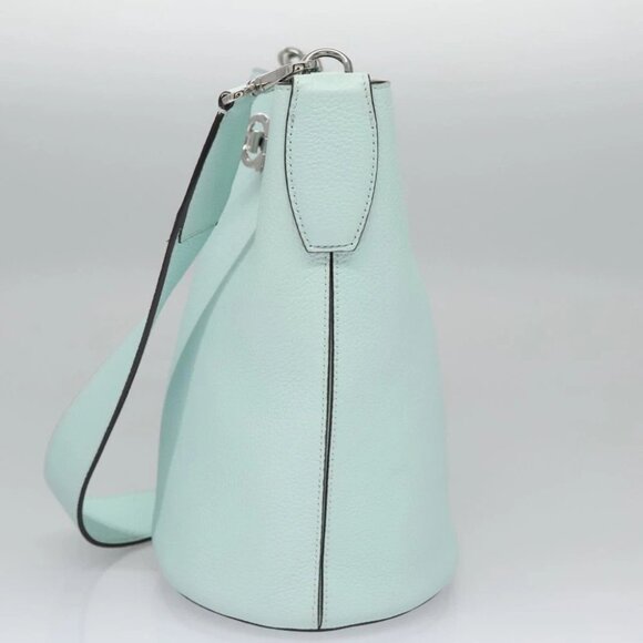 Salvatore Ferragamo Gancini Shoulder Bag Leather Silver Peppermint Auth BD070AV - Picture 4 of 16